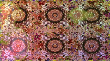 Damask arkaplanı. Altın çiçekli, pürüzsüz desen. Kahverengi renkte altın bir element. Barok tarzında altın çiçekli süs..