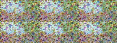 Raster illüstrasyonunda kusursuz çiçek deseni. Renkli Bahar Temalı Kusursuz Arkaplan. Düz Çiçek Elementleri Tasarımı. Süslü kumaş deseni.