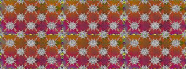 Süslü kumaş deseni. Düz Çiçek Elementleri Tasarımı. Renkli Bahar Temalı Kusursuz Arkaplan. Raster illüstrasyonunda kusursuz çiçek deseni.