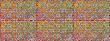 Renkli Bahar Temalı Kusursuz Arkaplan. Raster illüstrasyonunda kusursuz çiçek deseni. Düz Çiçek Elementleri Tasarımı. Süslü kumaş deseni.