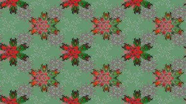 Güzel kumaş deseni. Renkli Bahar Teması eskiz kalıbı. Raster illüstrasyonundaki çiçek desenli çizim. Düz Çiçek Elementleri Tasarımı.