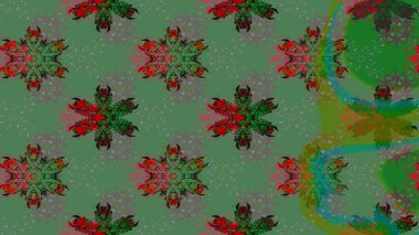 Çiçek duvar kâğıdı. Yeşil renkli şirin tekstil. Raster illüstrasyonu. Çiçek arkaplan. Renkli çizim deseni.