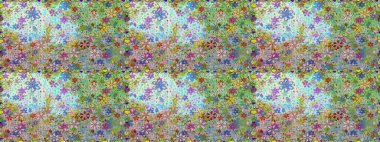 Raster illüstrasyonunda kusursuz çiçek deseni. Renkli Bahar Temalı Kusursuz Arkaplan. Düz Çiçek Elementleri Tasarımı. Süslü kumaş deseni.