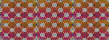 Süslü kumaş deseni. Düz Çiçek Elementleri Tasarımı. Renkli Bahar Temalı Kusursuz Arkaplan. Raster illüstrasyonunda kusursuz çiçek deseni.