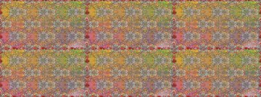 Renkli Bahar Temalı Kusursuz Arkaplan. Raster illüstrasyonunda kusursuz çiçek deseni. Düz Çiçek Elementleri Tasarımı. Süslü kumaş deseni.