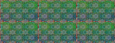 Yumuşak, yeşil renkli bahar çiçekleri. Raster illüstrasyonu. Yaprak ve çiçeklerin suluboya resmi, yeşil renklerde kusursuz desen.