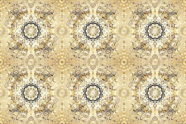 Kusursuz altın desen. Raster oryantal süs. Altın desenli bej, nötr ve kahverengi altın elementlerle.