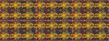 Raster düz çiçekleri pürüzsüz desen. Hediye ambalaj kağıdı, tebrik kartları, posterler ve pankart tasarımı. Kahverengi renkte çiçekler.