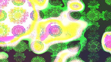 Arkaplan dokusu, duvar kağıdı, yeşil renkli çiçek teması. Kabile sanatı boho baskısı, klasik çiçek arkaplanı. Soyut etnik raster çizim kalıbı.