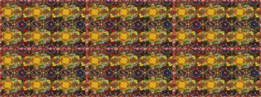 Raster düz çiçekleri pürüzsüz desen. Hediye ambalaj kağıdı, tebrik kartları, posterler ve pankart tasarımı. Kahverengi renkte çiçekler.