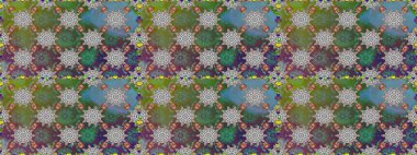 Hediye ambalaj kağıdı, tebrik kartları, posterler ve pankart tasarımı. Yeşil renkli çiçekler. Raster düz çiçekleri pürüzsüz desen.