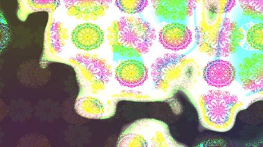 Renkli Bahar Teması eskiz kalıbı. Çiçeksel fantezi tasarımı ve parlak bir arka plan çizimi. Düz Çiçek Elementleri Tasarımı.