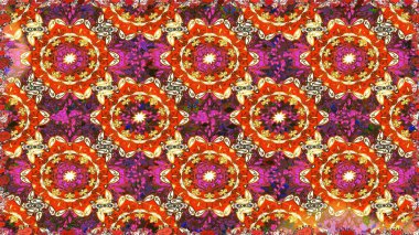 Geleneksel oryantasyon süsü. Raster illüstrasyonu. Kahverengi renklerde, altın elementlerle kusursuz desen. Kusursuz klasik raster altın desenli. Klasik vintage arkaplan.