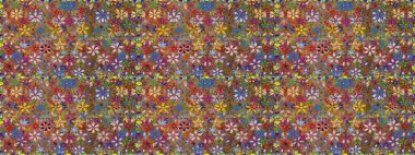 Çiçekli, suluboya desenli kusursuz çiçek deseni. Kahverengi renkli çiçekler. Renkli Bahar Temalı, pürüzsüz bir arka plan. Düz Çiçek Elementleri Tasarım Raster illüstrasyonu.