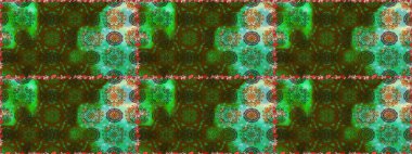 Bir sürü yeşil ve soyut çiçekli tropik, pürüzsüz bir desen. Varicologreen raster pürüzsüz çizim. Küçük çiçekte sevimli çiçek deseni var..