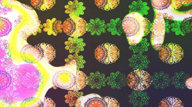 Çiçek buketleriyle klasik bir eskiz şekli. Yeşil renklerde. Raster illüstrasyonu.