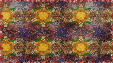 Raster Henna dövme stili. Etnik Mandala süsü. Kızılderili desenli desenli desenli şal deseni. Tekstil, tebrik kartı, boyama kitabı, telefon kılıfı baskısı için kullanılabilir.