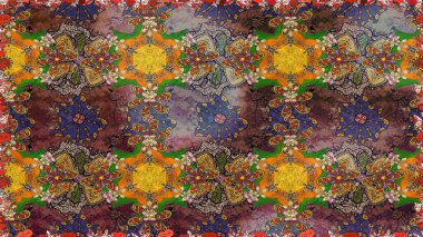 Çiçekli karalama şeklinde Raster çiçek deseni. Raster illüstrasyonu. Nazikçe, yaz çiçekleri kahverengi renklerde.