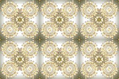 Raster illüstrasyonu. Kusursuz soyut bir arkaplan. Oriental raster klasik beyaz, gri ve altın desenli.