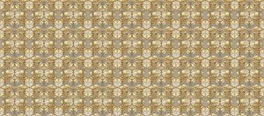 Bej rengi üzerinde kusursuz desen, altın elementli gri renkler. Hassas altın deseni açın. Doğu tarzı arabesk. Kusursuz altın desenli bukleler. Parlak dantel, stilize çiçekler, şal desenli