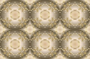 Barok tarzında altın çiçekli süs. Damask kusursuz yinelenen arkaplan. Doku arka planında altın duvar kâğıdı. Bej, kahverengi ve nötr renklerde altın element.