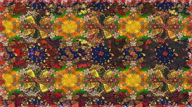 Raster illüstrasyonu. Raster deseni. Soyut çiçek desensiz arkaplan. Küçük çiçekteki sevimli çiçek deseni. Kahverengi renklerde.