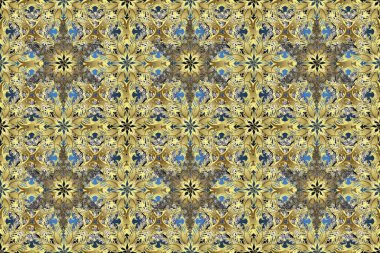 Kusursuz altın desen. Tarafsız, gri ve kahverengi renkler ve altın elementler. Raster altın çiçek süsü brokar kumaş ve cam desenli. Çiçek desenli altın metal..