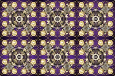 Barok tarzında kusursuz bir doğulu süsü. Bej, menekşe ve gri renkler üzerine geleneksel, klasik, kusursuz desen..