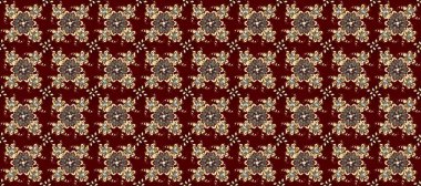 Çiçek süsü kumaş deseni, cam, çiçek desenli metal kahverengi, kırmızı ve bej renklerinde altın elementler. Klasik raster altın pürüzsüz desen.