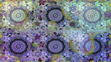 Dekoratif simetri arabesk. Kusursuz ortaçağ çiçek deseni. Raster illüstrasyonu. Doğum günü kartı, davetiye ya da afiş için iyidir. Tarafsız renklerde altın.