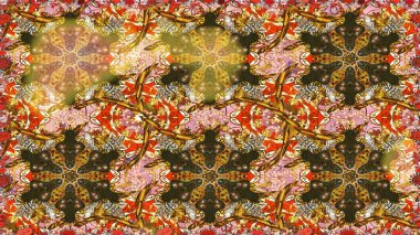 Raster illüstrasyonu. Damask altın soyut çiçek kahverengi renklerde dikişsiz desen. Süsleme.