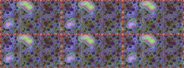 Violet menekşe üzerinde. 1950-1960 motifleri. Retro tekstil tasarım koleksiyonu. Çiçekli ipek eşarp. El çizimi çiçek elementleriyle soyut, dikişsiz raster deseni..