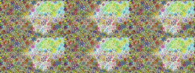 Yapraklı çiçekler ve doğal renklerde papatya çiçekleri. Kusursuz bir arka plan modeli. Raster - stok.