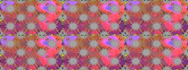 Pembe renkli etnik çiçeklerle kusursuz bir desen. Raster Çiçek İllüstrasyonu güzel tekstil..