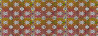 Kahverengi renkli çiçekler. Renkli Bahar Temalı, pürüzsüz bir arka plan. Düz Çiçek Elementleri Tasarım Raster illüstrasyonu. Çiçekli, suluboya desenli kusursuz çiçek deseni.