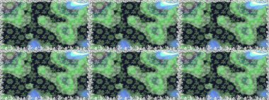 Renkli Bahar Temalı Kusursuz Arkaplan. Düz Çiçek Elementleri Tasarımı. Sevimli çiçek raster deseni. Yeşil renkte çiçekler.