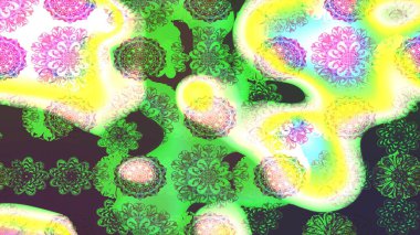 Zarif, parlak ve yeşil çiçek desenli bir taslak. Sabıka baskıları, bebek kıyafetleri, duvar kâğıtları, paket kutuları vb..