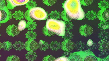 Modern çiçek arkaplanı. Halk tarzı. Moda baskıları için zarif bir şablon. Parlak renkli çiçekleri ve yeşil yaprakları olan harika bir çiçek deseni..