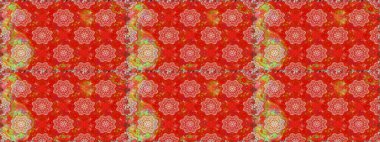 Çiçekli karalama şeklinde Raster çiçek deseni. Kibarca, kırmızı renkte bahar çiçekleri. Raster illüstrasyonu.