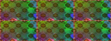 Renkli grunge soyut arkaplanı koloyeşil çiçeklerle süslüyor. Parmak izi, kumaş, duvar kâğıdı, tekstil için raster dokusu. İşlemeli çiçek desenli..