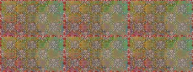 Küçük kahverengi çiçeklerdeki oldukça eski bir besin torbası deseni. Tekstil, kumaş, kapaklar, duvar kağıtları, baskı, naylon, yapıştırma, örgü, dekupaj için çiçeksiz arkaplan.