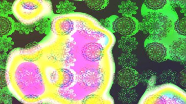 Yeşil renklerde. Raster illüstrasyonu. Anti-stres için Raster soyut şablon sayfası.