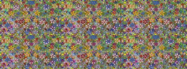 Raster illüstrasyonu. Çiçekli karalama şeklinde Raster çiçek deseni. Yumuşak, yeşil renkte bahar çiçekleri.