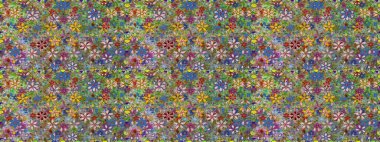 Raster illüstrasyonu. Çiçekli karalama şeklinde Raster çiçek deseni. Yumuşak, yeşil renkte bahar çiçekleri.