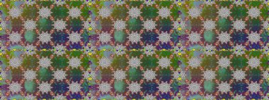 Eskiz stili yeşil renkler. Raster illüstrasyonu. Raster illüstrasyonu. El yapımı çiçek ve bitki koleksiyonu. Sevimli karalama çiçekleriyle kusursuz çiçek deseni..