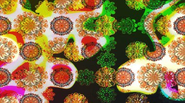 Gri arka planda. Elle çizilmiş çiçek desenli Raster çizimi. Tekstil, kumaş, ambalaj, hatıra defteri için hoş bir çiçek arkaplanı. Çocuksu tasarım.