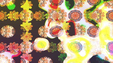 Renkli Bahar Teması eskiz kalıbı. Düz Çiçek Elementleri Tasarımı. Raster illüstrasyonu. Çiçek deseni. Chichi kumaş deseni çiz.