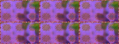 Düz Çiçek Elementleri Tasarım Raster illüstrasyonu. Çiçeksiz desenli arka plan. Mor renkli çiçekler. Renkli Bahar Teması Kusursuz Arkaplan.