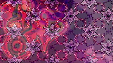 Nazik, sevimli çiçek arkaplanı. Çiçekli karalama şeklinde Raster çiçek deseni. Mor renkte çiçekler.