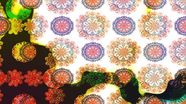 Düz Çiçek Elementleri Tasarımı. Çiçeksel fantezi tasarımı ve parlak bir arka plan çizimi. Renkli Bahar Teması çizim şablonu.